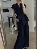 Ensemble Kimono Noir en Coton Respirant