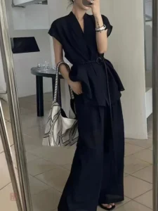 Ensemble Kimono Noir en Coton Respirant