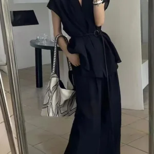 Ensemble Kimono Noir en Coton Respirant