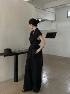 Kimono en Coton Noir, léger et confortable