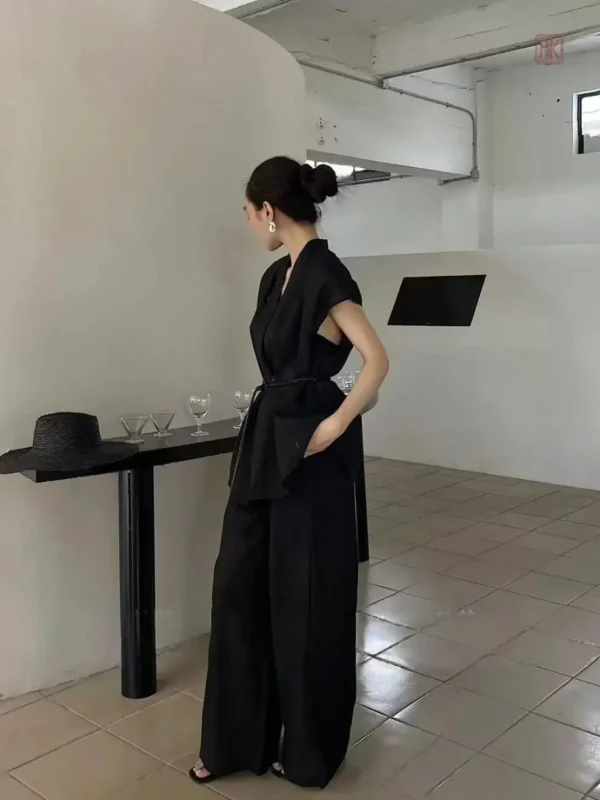Kimono en Coton Noir, léger et confortable