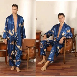 Ensemble Peignoir Kimono Bleu pour Homme