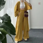 Ensemble Kimono Jaune Plissé Confortable