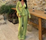 Ensemble Kimono Plissé Sexy Vert