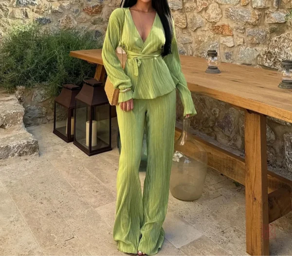 ensemble-kimono-plisse-sexy-vert-1 Ensemble Kimono Plissé Sexy Vert