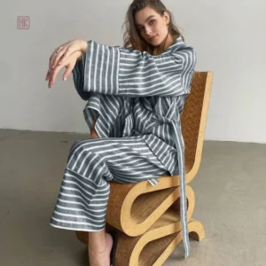 Ensemble Kimono Décontracté Rayé