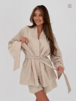 Kimono léger à rayures, parfait pour l'été