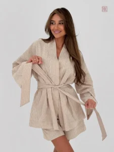 Kimono léger à rayures, parfait pour l'été