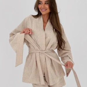 Kimono léger à rayures, parfait pour l'été