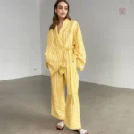 Ensemble Kimono Rayé Jaune