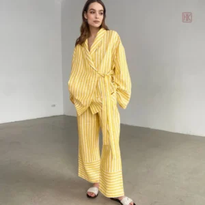 Ensemble Kimono Rayé Jaune