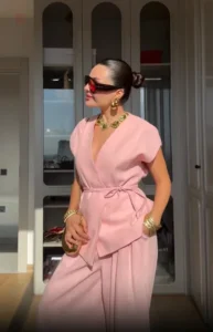 Ensemble kimono léger, couleur rose, parfait pour l'été