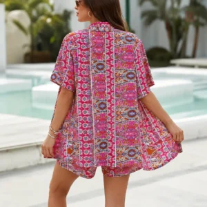 Pyjama élégant kimono femme en rose doux
