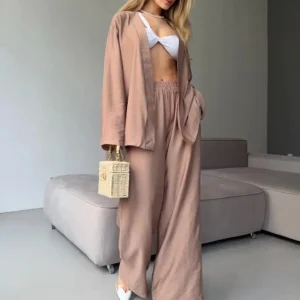 Pyjama Kimono élégant en rose doux
