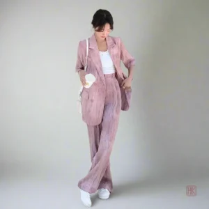 Ensemble Kimono Rose Large à Manches Courtes