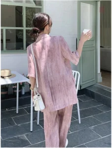Kimono rose à manches courtes, style décontracté