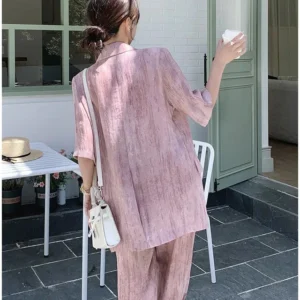Kimono rose à manches courtes, style décontracté