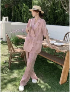 Ensemble kimono large, couleur rose douce