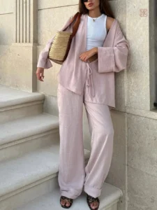Ensemble Kimono Rose Poudré élégant et confortable
