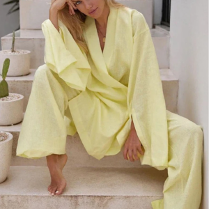 Ensemble Kimono Jaune Surdimensionné
