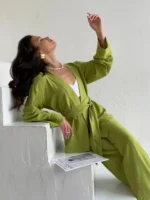 Kimono femme vert, idéal pour se détendre à la maison