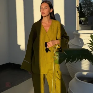 Ensemble Kimono Vert en Coton pour Femme