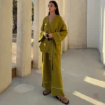 Kimono Fluide en Coton Vert pour Pyjama