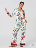 Ensemble Kimono Floral Blanc Vintage