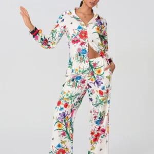 Ensemble Kimono Floral Blanc Vintage