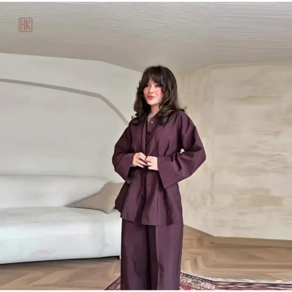 ensemble-kimono-violet-uni-1 Ensemble Kimono Violet Uni pour un look élégant et décontracté