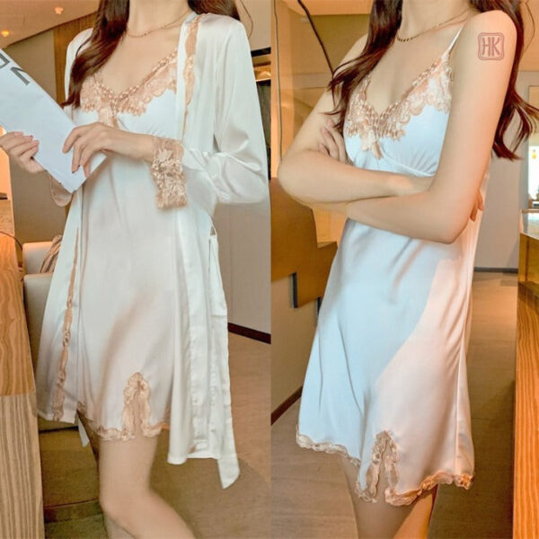 Nuisette et kimono femme en blanc élégant