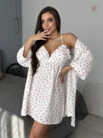 Peignoir kimono sexy avec motif cœur pour femme