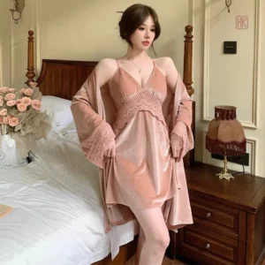 Ensemble Peignoir Kimono de Nuit Velouté pour femme