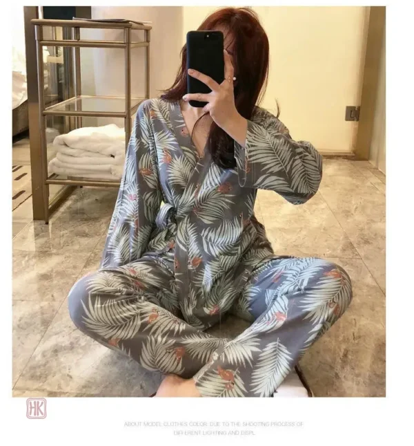 Ensemble Kimono léger à motifs végétaux