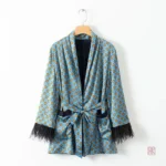 Kimono Femme avec motifs de plumes