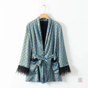 Kimono Femme avec motifs de plumes