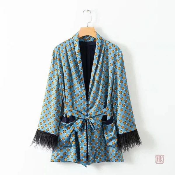 Kimono Femme avec motifs de plumes
