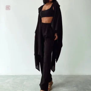 Kimono en coton pour femme, style décontracté