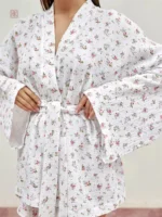 Ensemble de nuit kimono, design floral tendance
