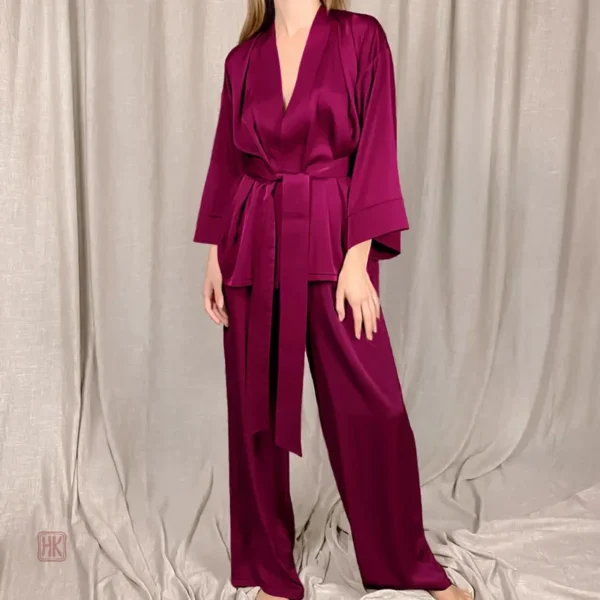 Pyjama kimono avec pantalon élégant et confortable