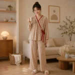 Ensemble Pyjama Kimono Fleuri Femme