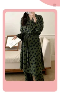 Pyjama kimono femme en vert élégant et confortable