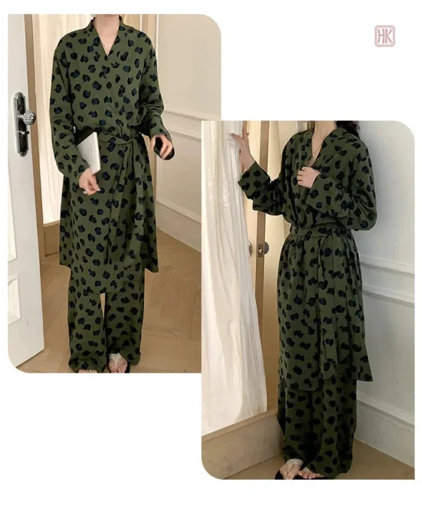 Vêtement de nuit kimono vert, style doux et moderne