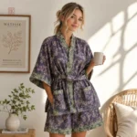 Ensemble Pyjama Short à Motifs Floraux pour Femme