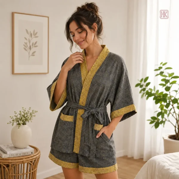 ensemble-pyjama-short-coton-gris-epure-1 Ensemble Pyjama Short Coton Gris Épuré Femme