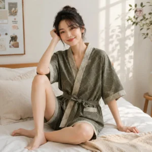 Pyjama Kimono Femme avec short léger et respirant