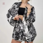 Ensemble Pyjama Short Noir et Blanc pour femme