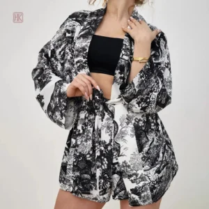 Ensemble Pyjama Short Noir et Blanc pour femme
