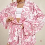 Pyjama Kimono Femme, style chic et confortable en rose