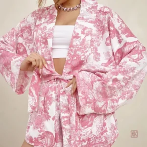 Pyjama Kimono Femme, style chic et confortable en rose
